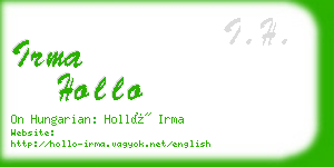 irma hollo business card